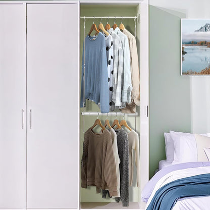 STORAGE MANIAC Hanging Closet Rod, Adjustable Width and Height Closet Hanging Organizer