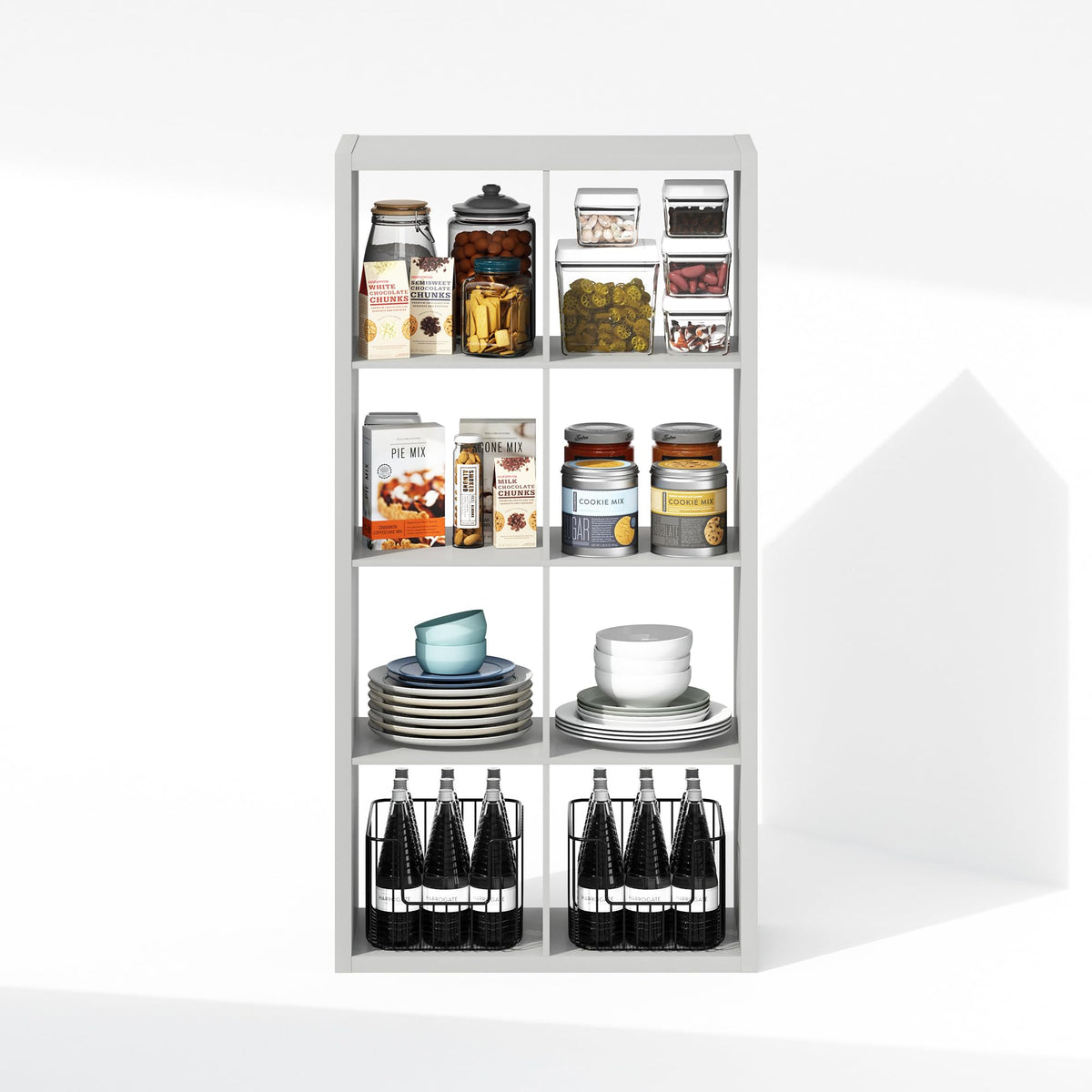 Furinno Cubic Extra Thick 8-Cube Closet Organizers and Storage, Light Grey
