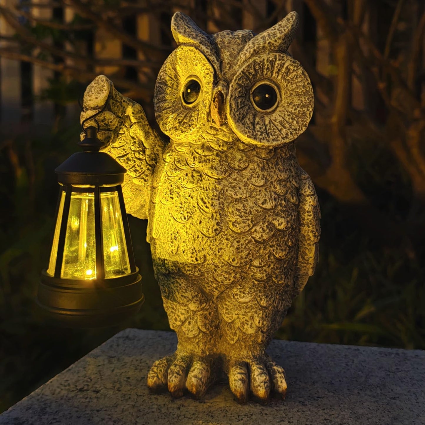 Garden Statues, owl Outdoor Figurines Decorated with Solar Lights, Unique Christmas Birthday Gifts