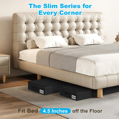 Under Bed Storage Container Bins 2 Pack, 4.5 Inch Slim Low Profile Underbed Clothes Storage