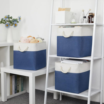 Bidtakay Storage Baskets Large Cube Storage Bins Fabric Baskets for Organizing Shelves 13x13 Navy