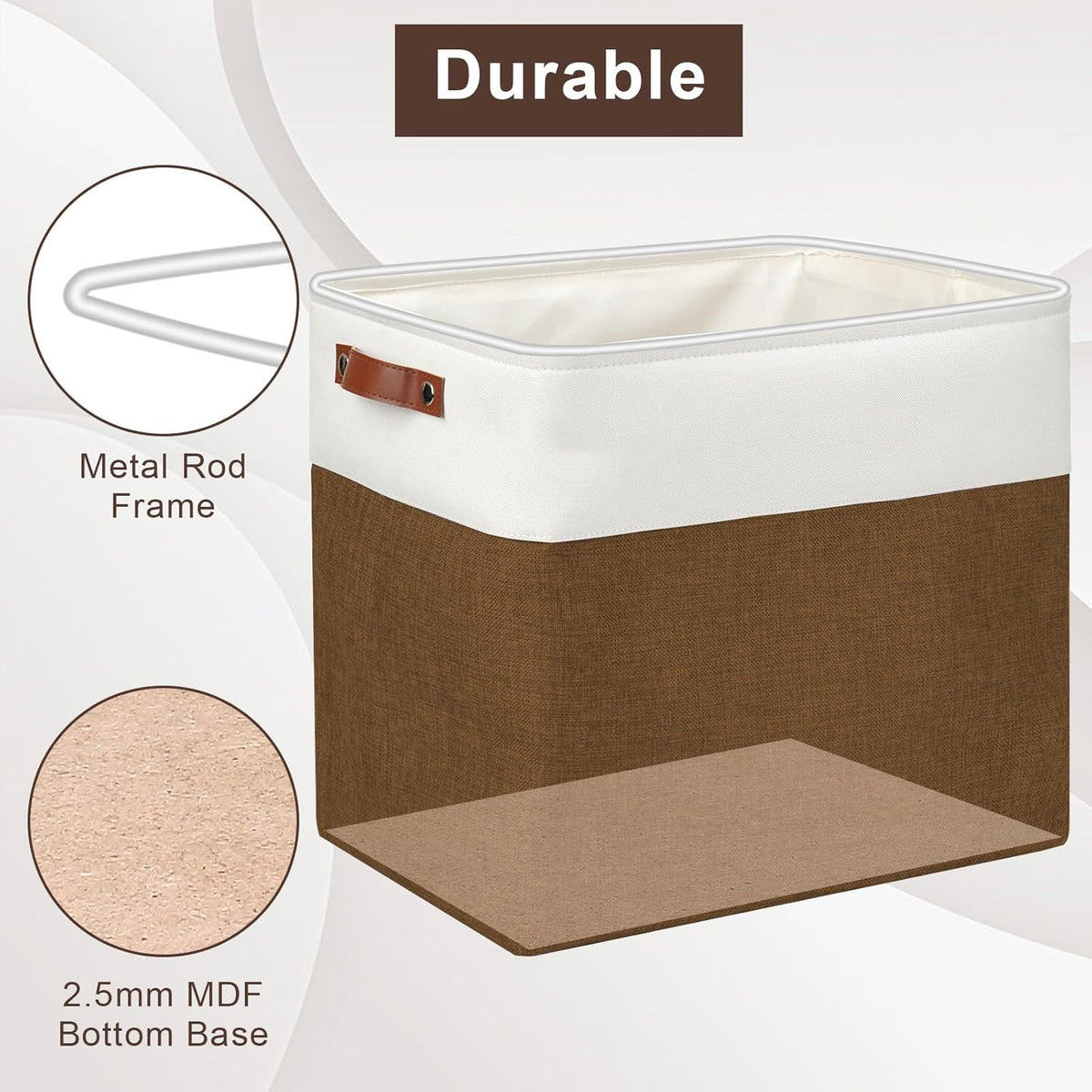 Large Fabric Storage Baskets | 50L Storage Bins, Decorative Linen Closet Baskets with Handles for