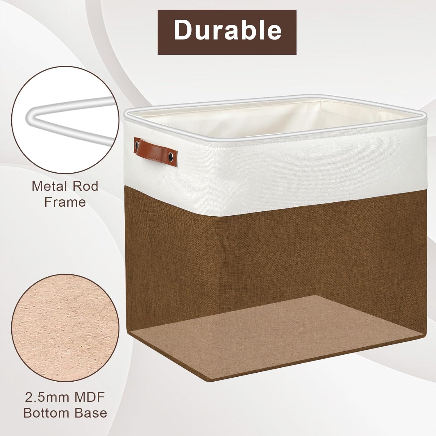 Large Fabric Storage Baskets | 50L Storage Bins, Decorative Linen Closet Baskets with Handles for
