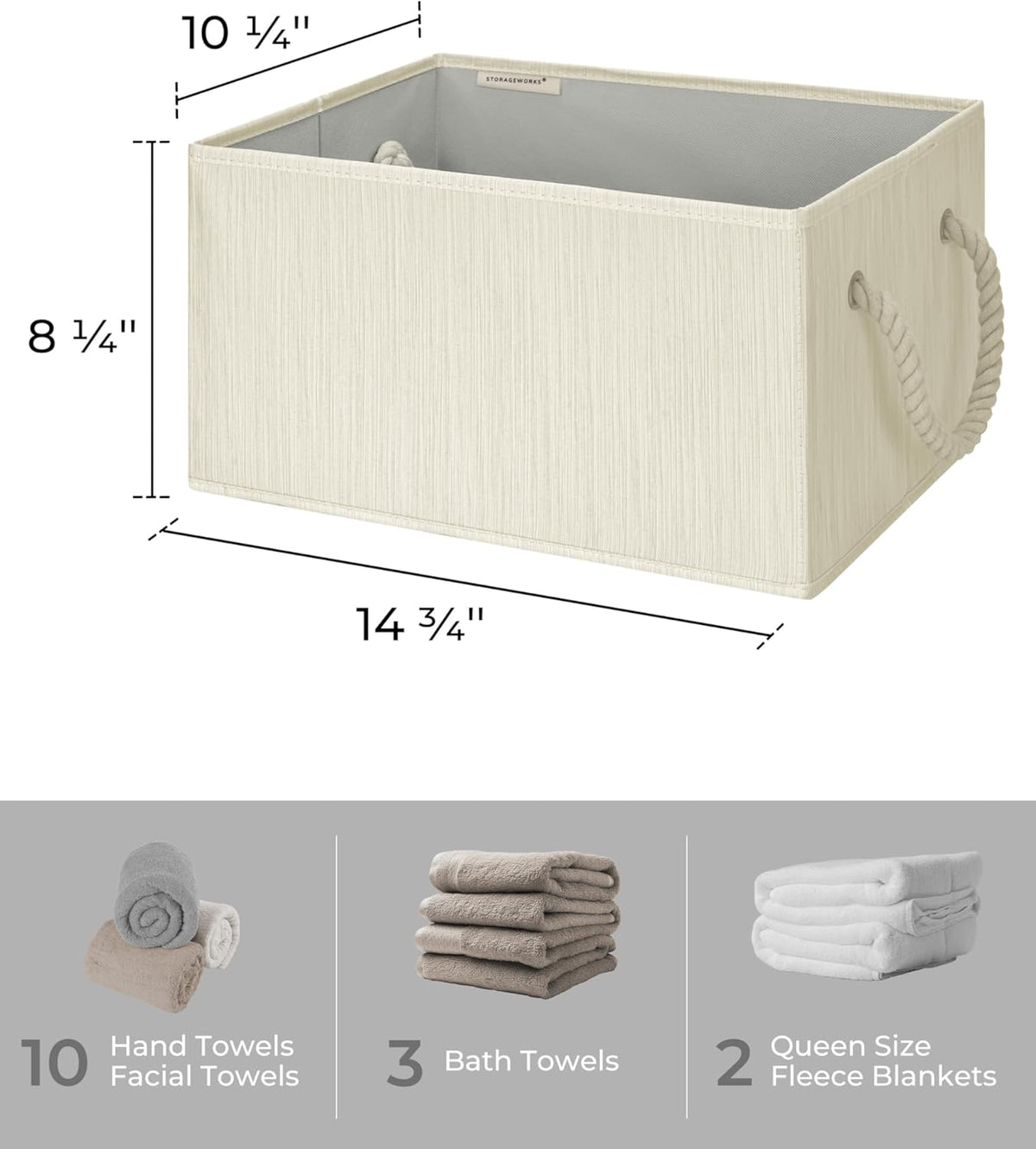 StorageWorks Storage Baskets for Shelves, Foldable Fabric Closet Storage Bins with Handles, Fabric