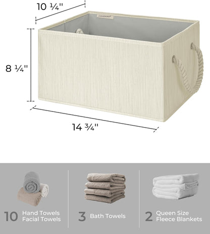 StorageWorks Storage Baskets for Shelves, Foldable Fabric Closet Storage Bins with Handles, Fabric
