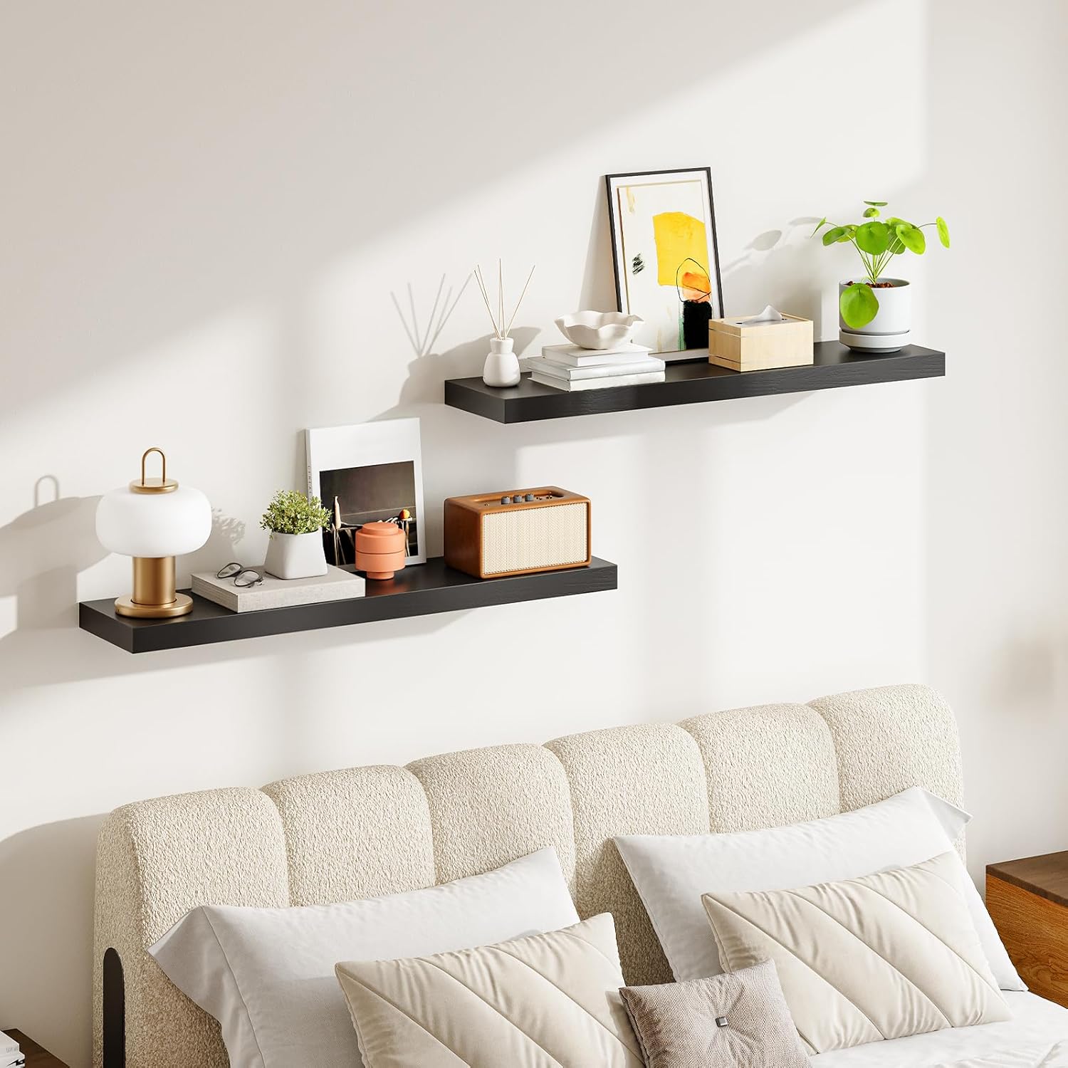 HOOBRO Floating Shelves for Wall, Wall Mounted Shelf Set of 2, 39.4" Hanging Shelf with Invisible