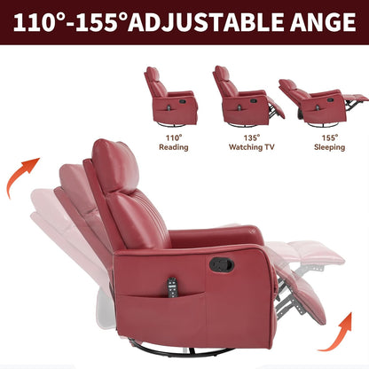 Manual Swivel Rocker Recliner Chair for Adults, Overstuffed Reclining Glider Chair for Nursing with