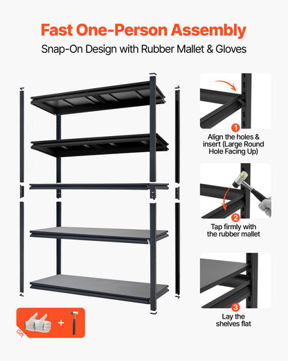 VEVOR Storage Shelves, 5-Tier Adjustable, 2500 lbs Capacity, Heavy Duty Garage Storage Shelving