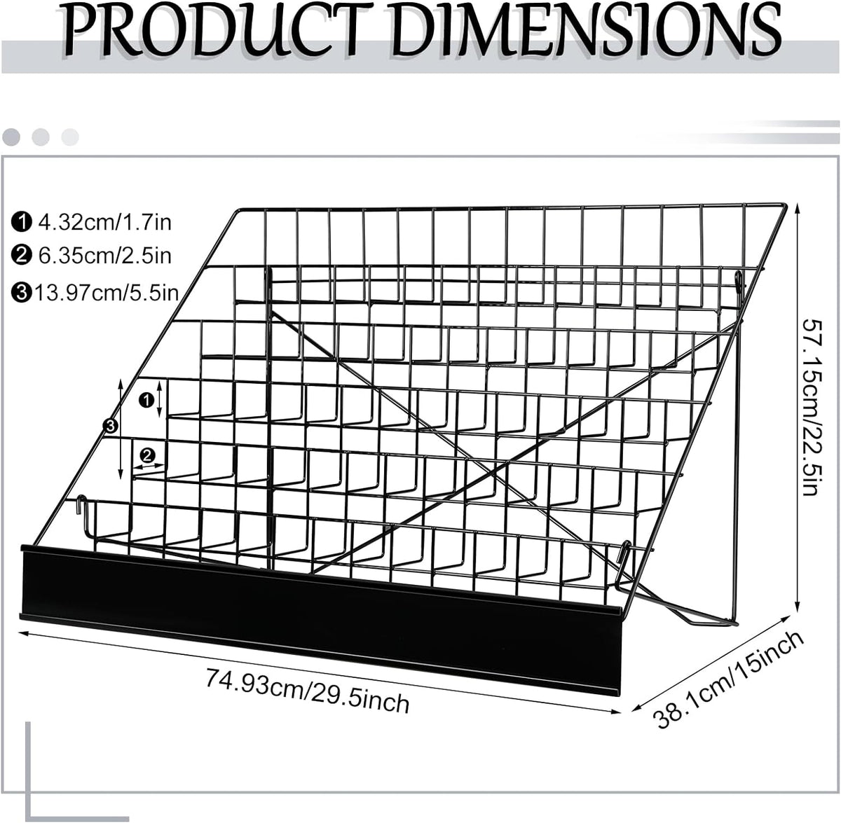 Queekay 6 Tier Wire Countertop Rack black Comic Book Holders Wide Wire Magazine Rack Tabletop