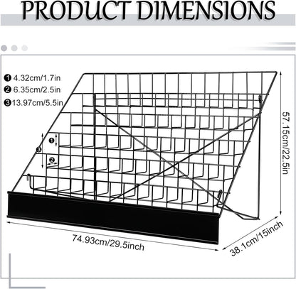 Queekay 6 Tier Wire Countertop Rack black Comic Book Holders Wide Wire Magazine Rack Tabletop