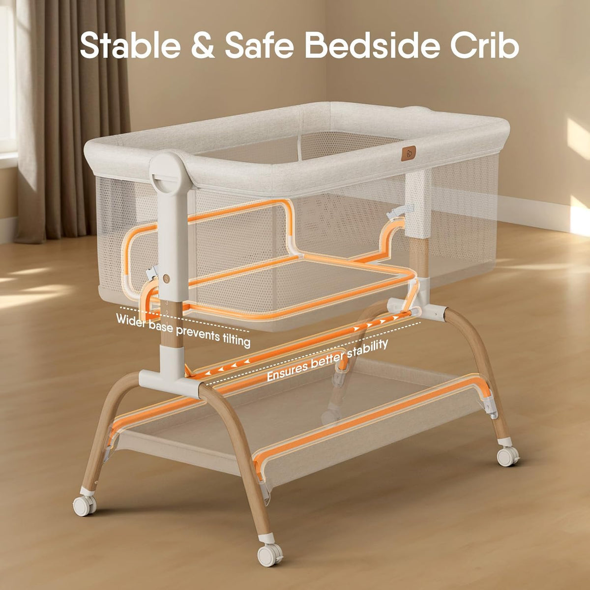 Baby Bassinet Bedside Crib, 3-in-1 Baby Bassinet Bedside Sleeper with Mattress and Soft, Breathable