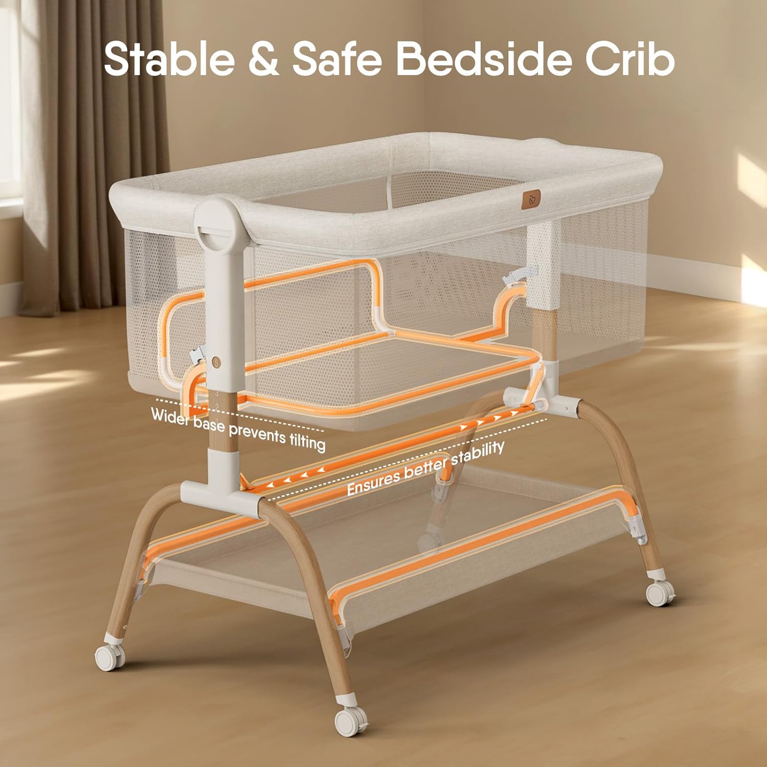 Baby Bassinet Bedside Crib, 3-in-1 Baby Bassinet Bedside Sleeper with Mattress and Soft, Breathable