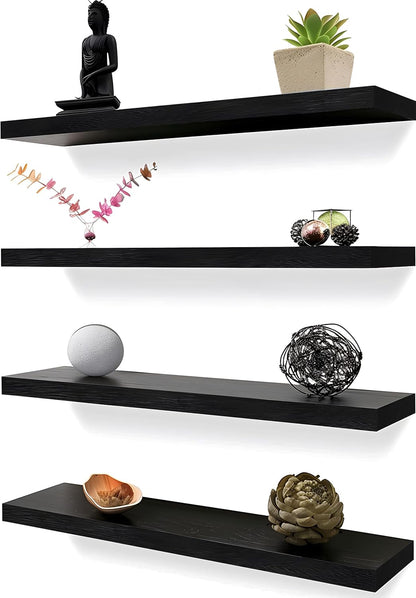 Wood Floating Shelves for Wall Decor, Rustic Wall Shelves for Bedroom Bathroom Kitchen Living Room