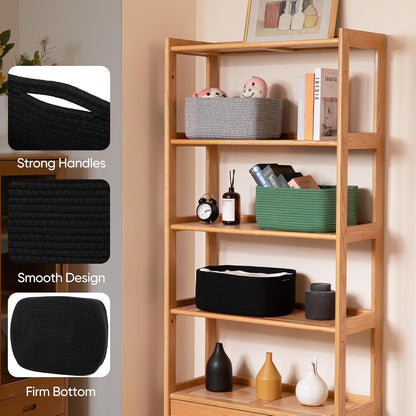 OIAHOMY 4 Pack 14.17*11.02*6.3IN Storage Baskets for Organizing Shelves, Woven Rope Baskets for