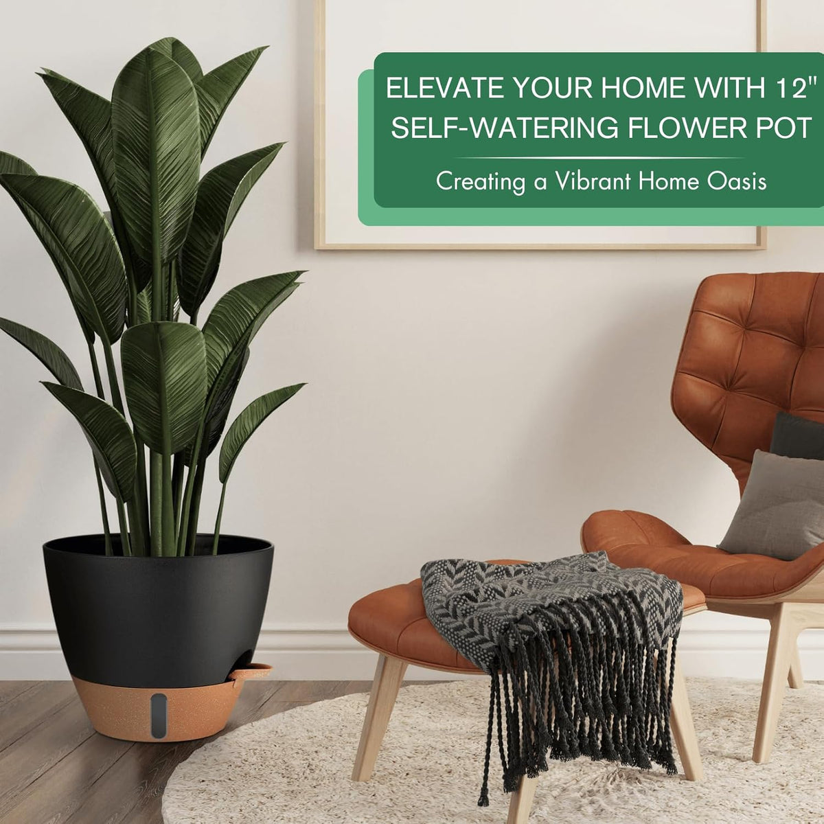 12/10/8 Inch Self Watering Pots for Indoor Plants Plastic Large Plant Pot for Outdoor Plants, Water