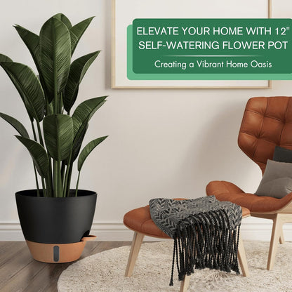 12/10/8 Inch Self Watering Pots for Indoor Plants Plastic Large Plant Pot for Outdoor Plants, Water