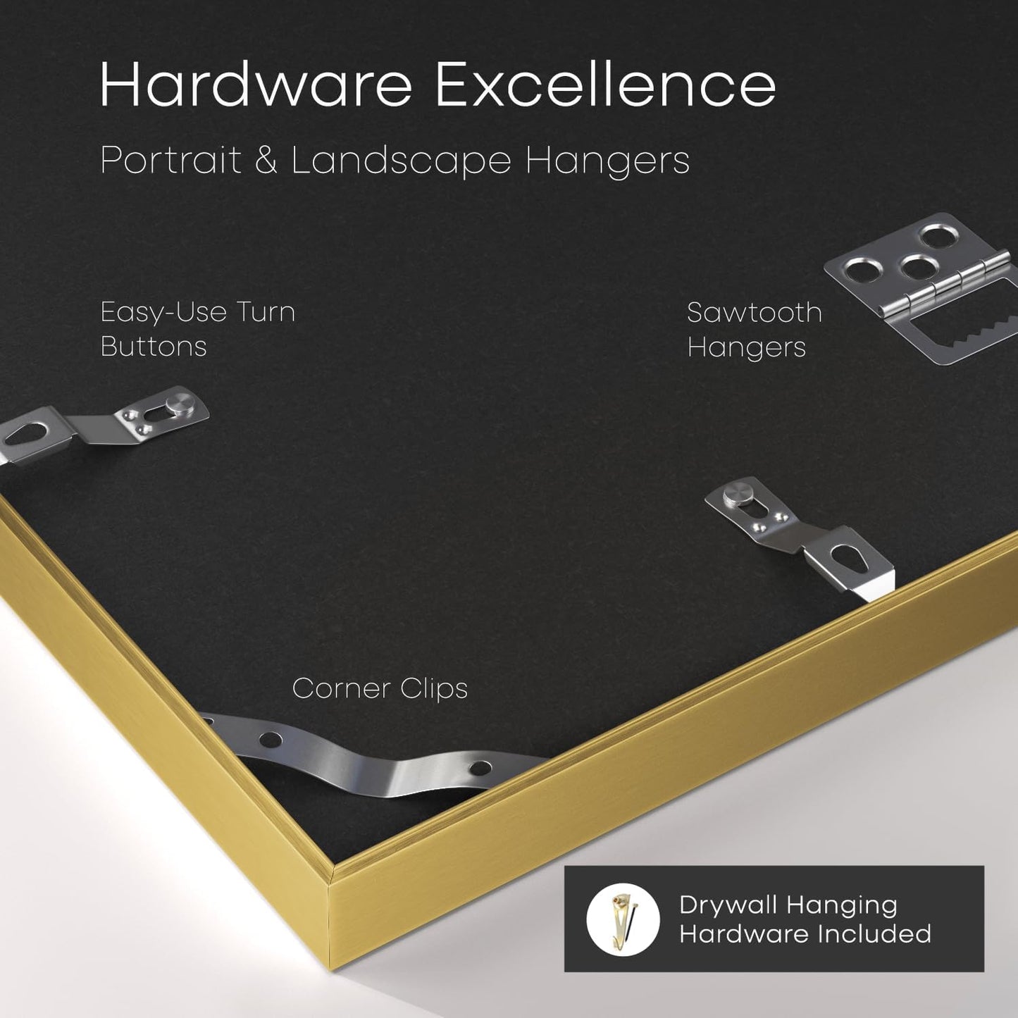 Homeforia 24x36 Gold Picture Frame, High End Metal 24 x 36 Large Poster Frames with Mat 20 by 30