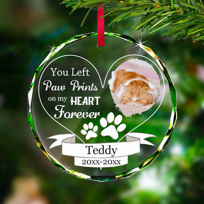 Personalized Memorial Pet Glass Ornament - Custom Picture Christmas Ornaments, Dog Forever in Our