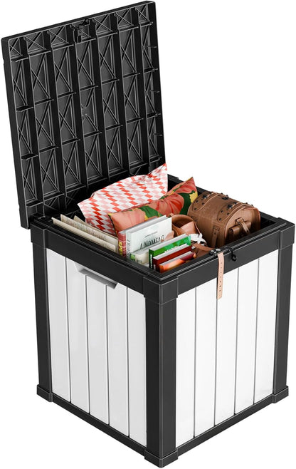 Vixzen 50 Gallon Resin Deck Box, Lockable Outdoor Storage Box for Patio Cushions Storage