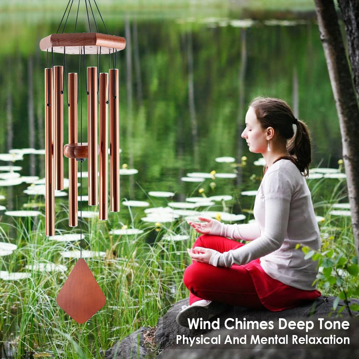 Small Wind Chimes for Outside, 28 Inches Wind Chimes Outdoor Tuned Soothing Melody, Sympathy Wind
