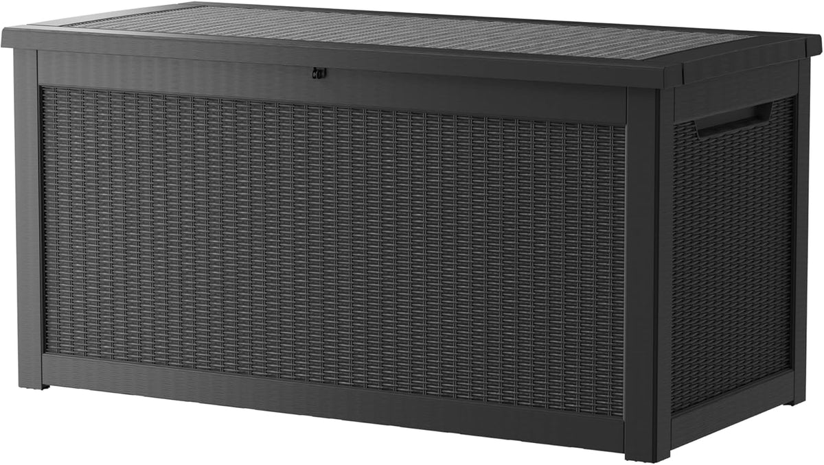320 Gallon Resin Deck Box, Waterproof Outdoor Storage Bin for Patio Furniture, Pool Accessories