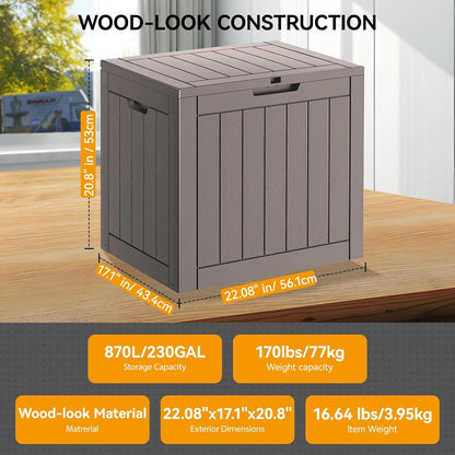 Outdoor Storage Box, 32 Gallon Deck Box Indoor Outdoor Storage Bin,Waterproof Resin Patio Storage