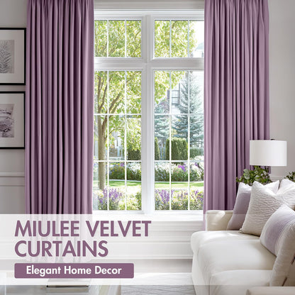 MIULEE Lavender Velvet Curtains Thermal Insulated Blackout Curtain Drapes for Bedroom Living Room