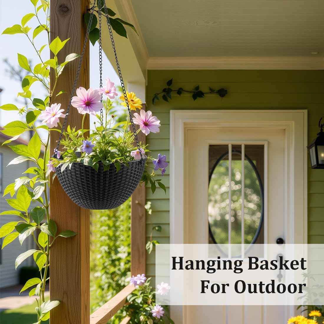 Hanging Planters for Indoor Outdoor Plants 8/10 Inch, 4 Packs Plant Hanger with Drainage Holes