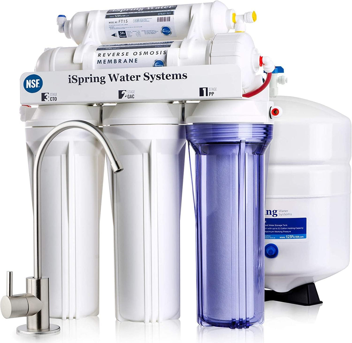 iSpring RCC7, NSF Certified, High Capacity Under Sink 5-Stage Reverse Osmosis Water Filter, RO