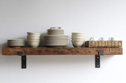 Urban Legacy Reclaimed Barn Beam Deep Shelves | Deep Shelves with Brackets Included, Set of 2 |