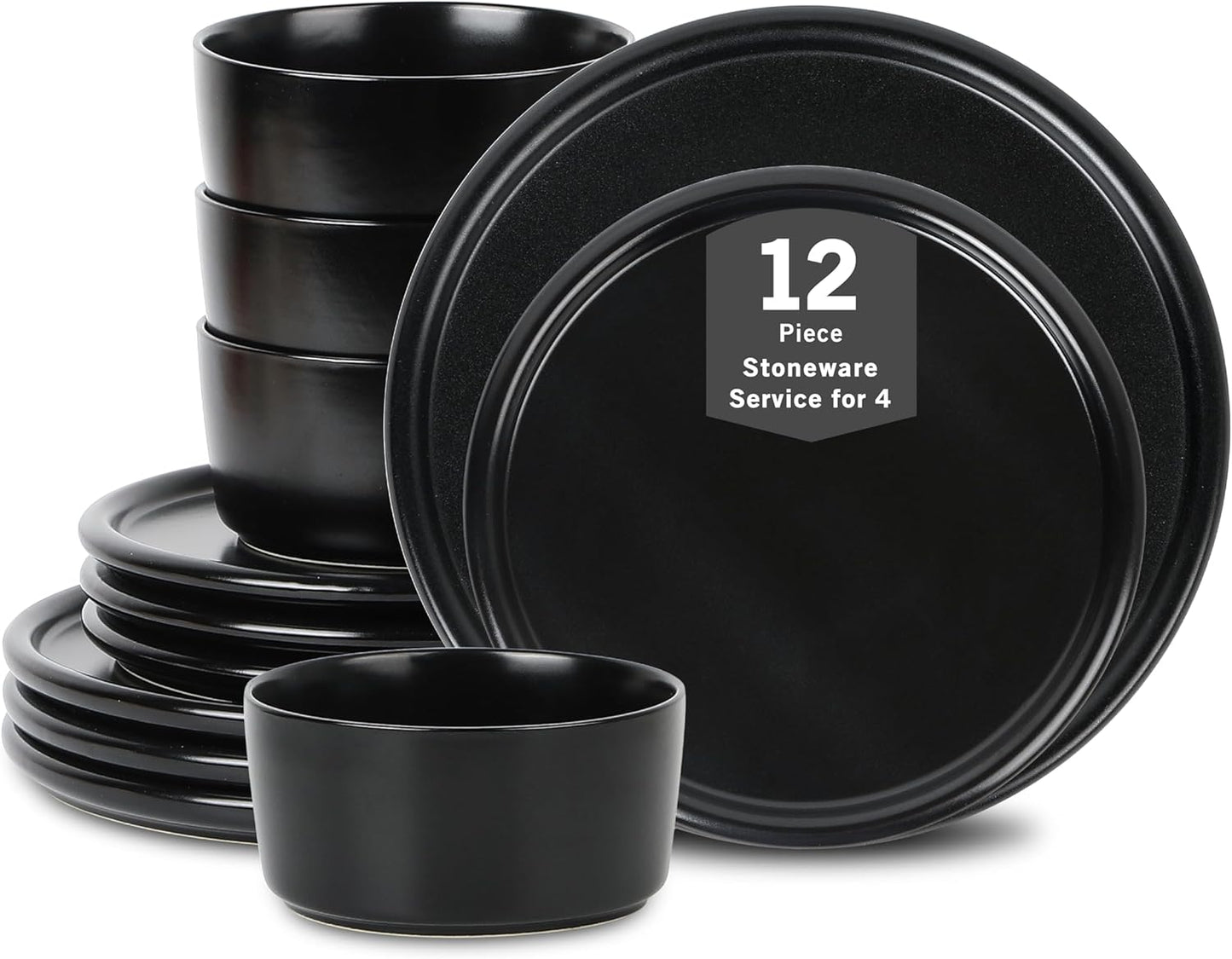Stone Lain Eden 12-Piece Dinnerware Set Stoneware, Plates and Bowls Set, Dishwasher and Microwave
