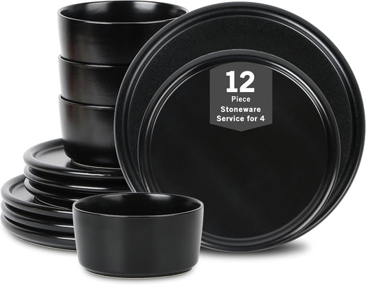 Stone Lain Eden 12-Piece Dinnerware Set Stoneware, Plates and Bowls Set, Dishwasher and Microwave