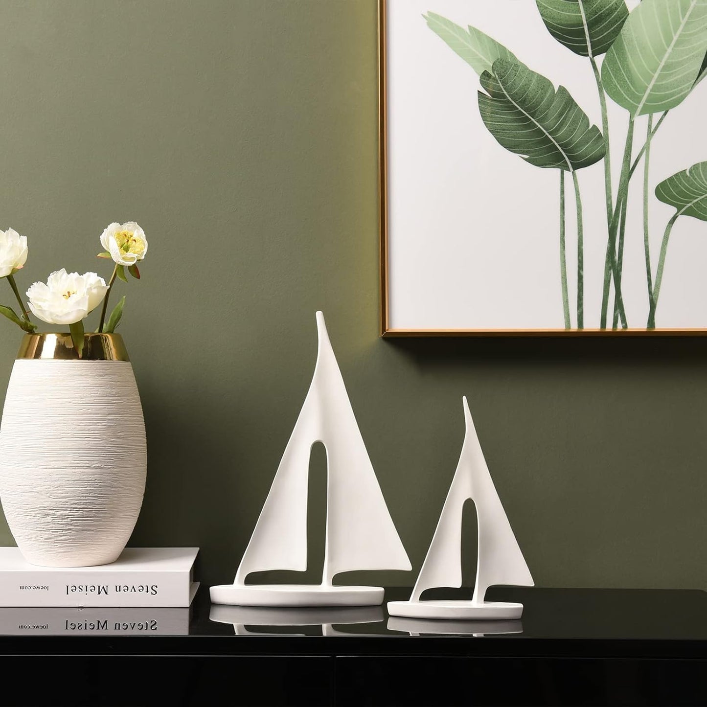 Modern Sculptures Home Decor, Sailboat Decor Ornament, Boat Decorations Statue Decor, Art