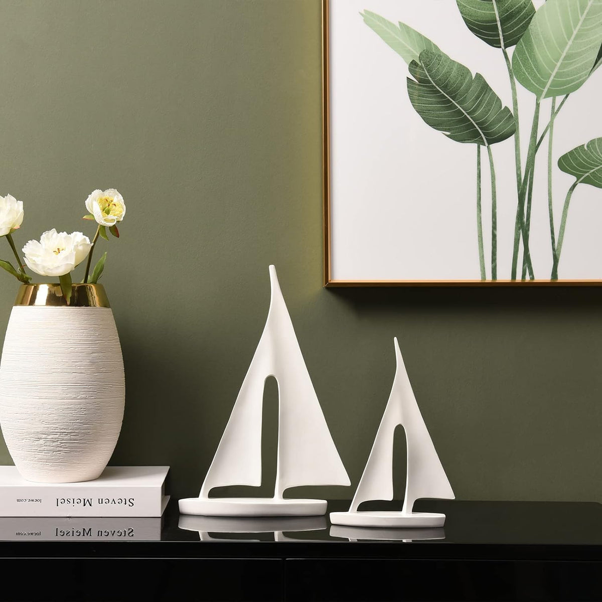 Modern Sculptures Home Decor, Sailboat Decor Ornament, Boat Decorations Statue Decor, Art