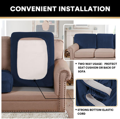PrinceDeco Velvet Couch Cushion Cover Soft Stretch Cushion Slipcover for Chair Loveseat Sofa