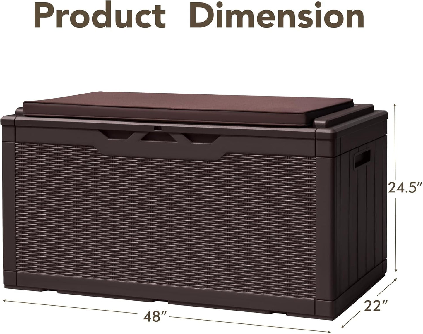 Devoko 100 Gallon Deck Box, Waterproof Resin Outdoor Storage Box with Cushion for Outside and