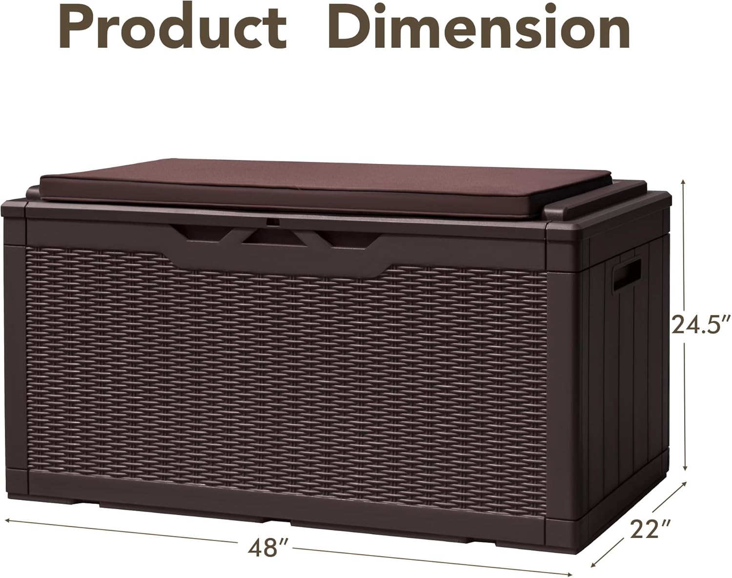 Devoko 100 Gallon Deck Box, Waterproof Resin Outdoor Storage Box with Cushion for Outside and