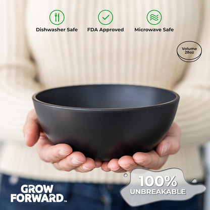 Grow Forward Premium Wheat Straw Bowls - 27oz Microwave Safe Plastic Cereal Bowls Set of 8 for