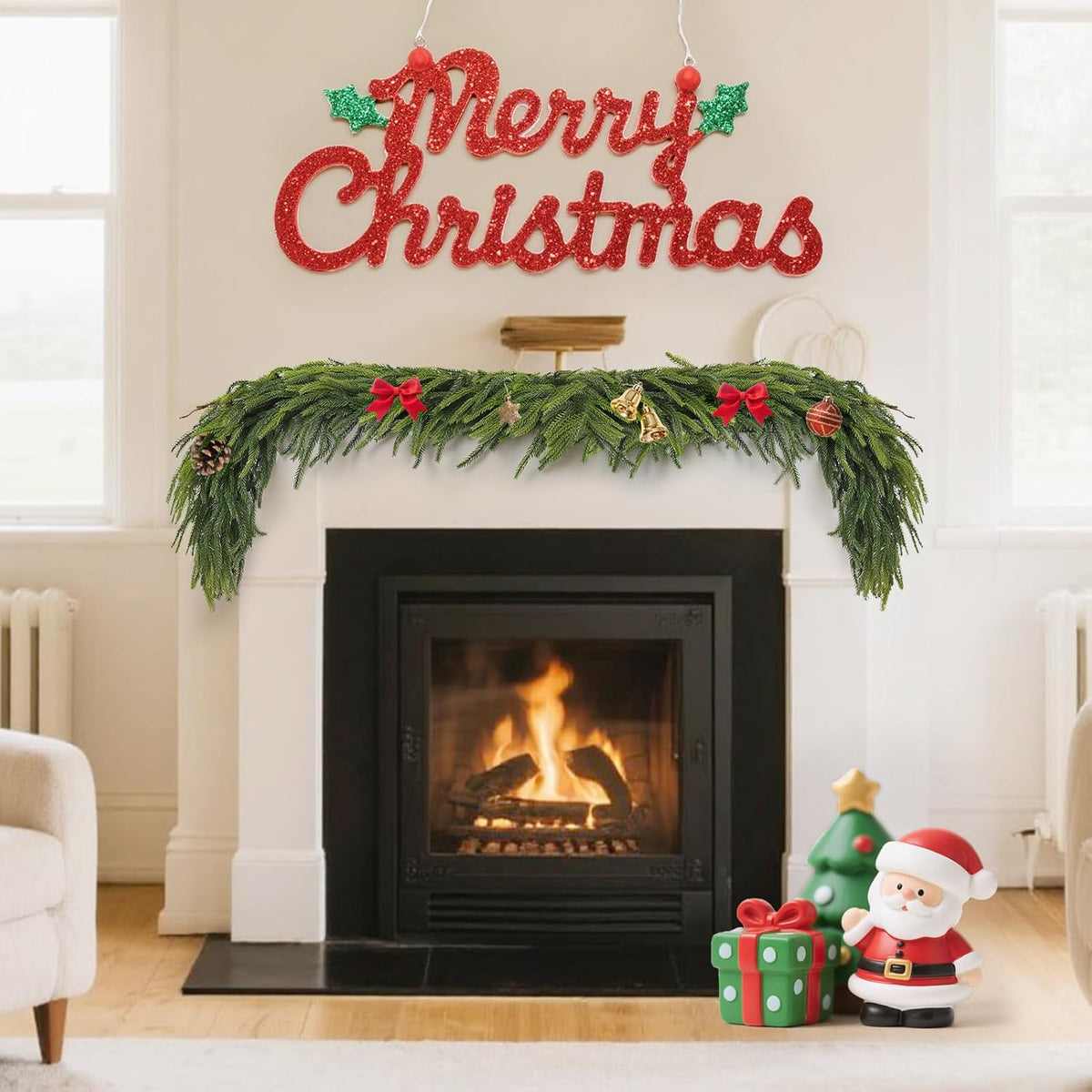 6FT Artificial Norfolk Pine Garland 2 Pack – Dense Green Christmas Garland, Real Touch Holiday