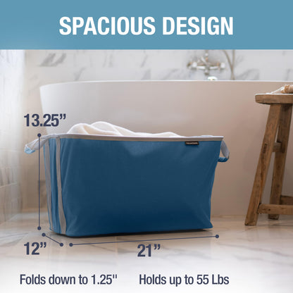 CleverMade Collapsible Laundry Basket, 60L Pop-Up Hamper, 2 Pack, Denim