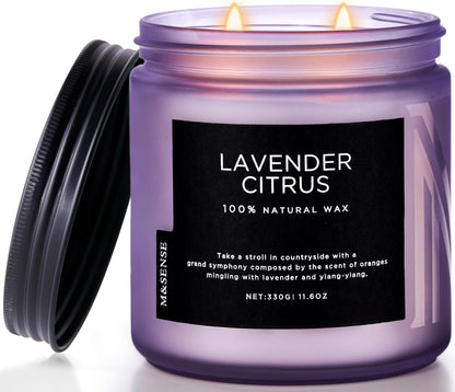 M&SENSE Soy Candles for Home Scented, 11.6oz Lavender Citrus Scent Aromatherapy 70H Burn Time