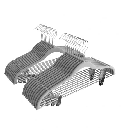 VECELO 20 Pack Velvet Clothes Hangers with Adjustable Clips,Heavy-Duty Non Slip & Space-Saving with