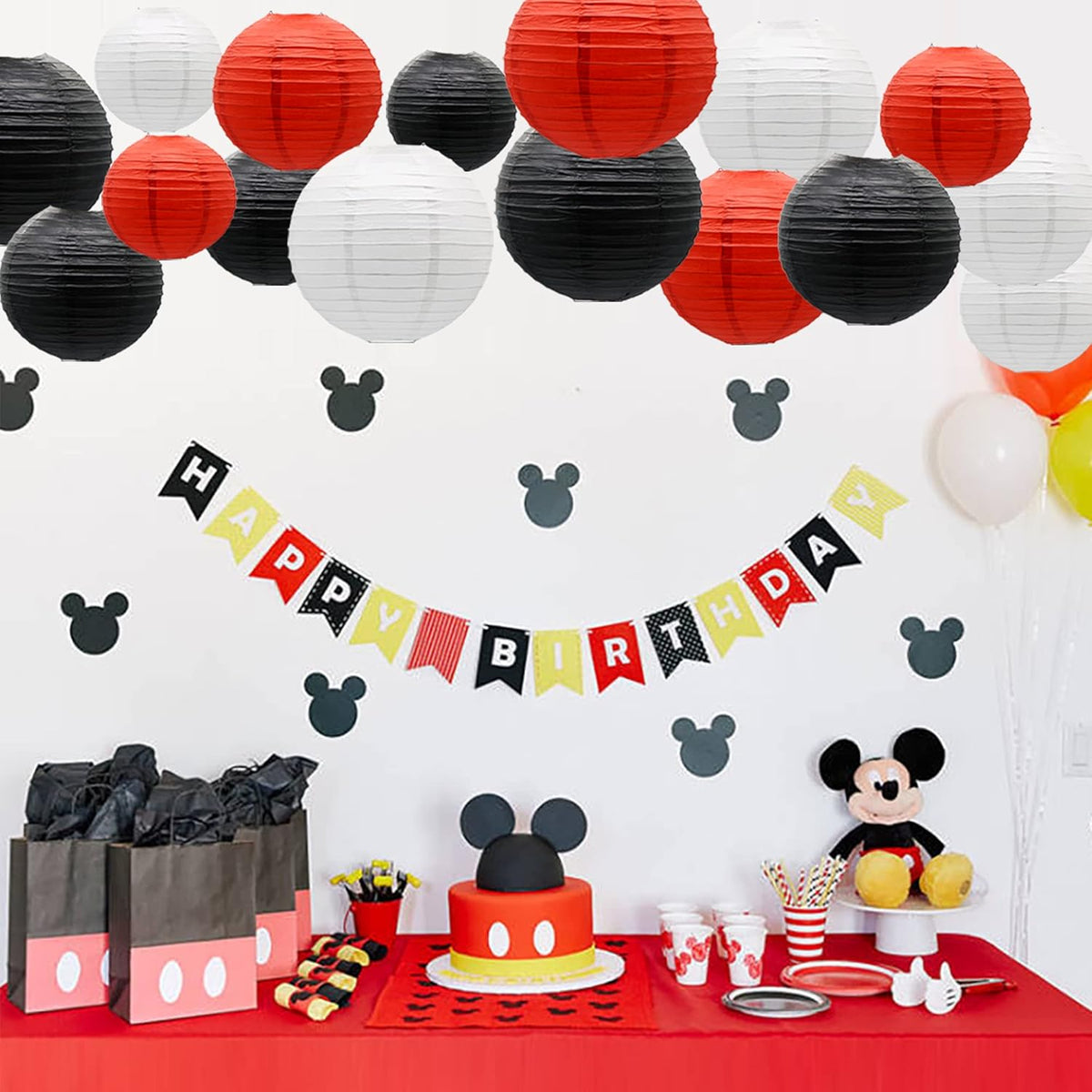 Paper Lanterns Party Decorations Red Black - Hanging Paper Lanterns Indoor Outdoor - Minnie Mouse