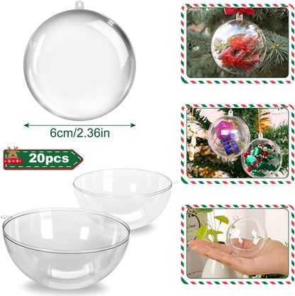20PCS Christmas Ornaments,6CM Clear Plastic Ornaments Balls,Clear Christmas Ornament for