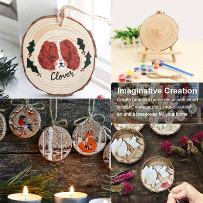 AerWo Natural Wood Slices Christmas Ornaments, 50 Pcs 2.7-3.1 Inches Small Wood Slices with Holes