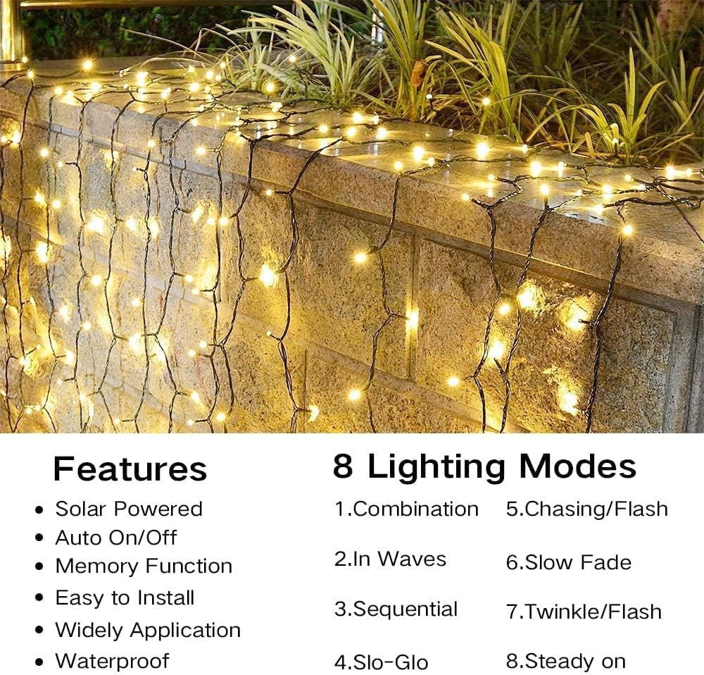 Joomer Solar Christmas Lights Outdoor, 2 Pack Total 144FT 400 LED 8 Modes Waterproof Solar