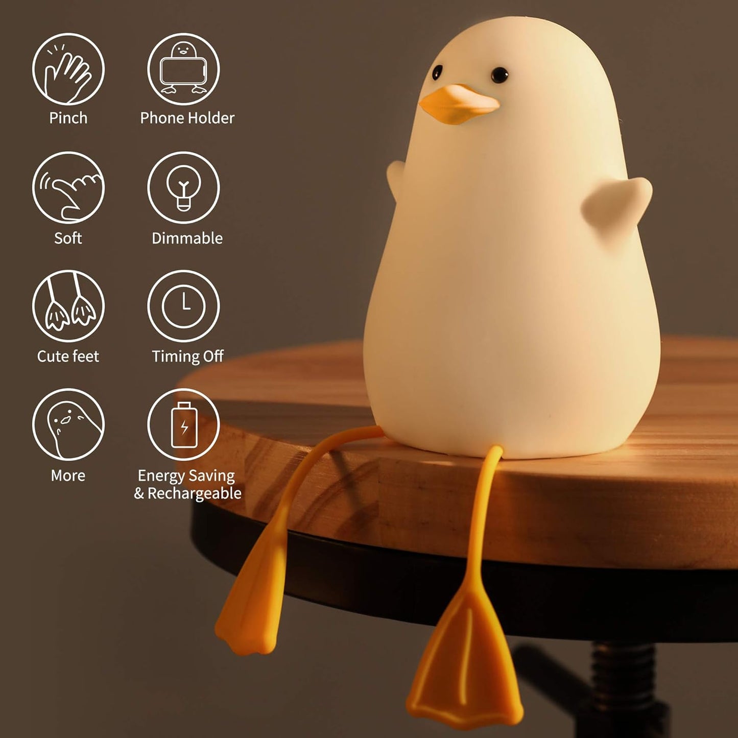 YuanDian Cute Duck Night Light, Gifts for Women Teen Girls Baby,Night Lights for Kids Bedroom