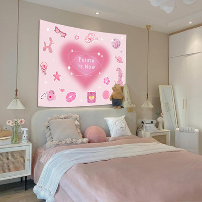 Lunerfex Y2K Tapestry Pink Wall Tapestry, Cute Tapestries for Bedroom Funny Tapestries Wall Hanging