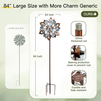 Wind Spinners Outdoor for Yard and Garden, Metal Large Wind Spinner & Sculptures 84 Inch, Garden