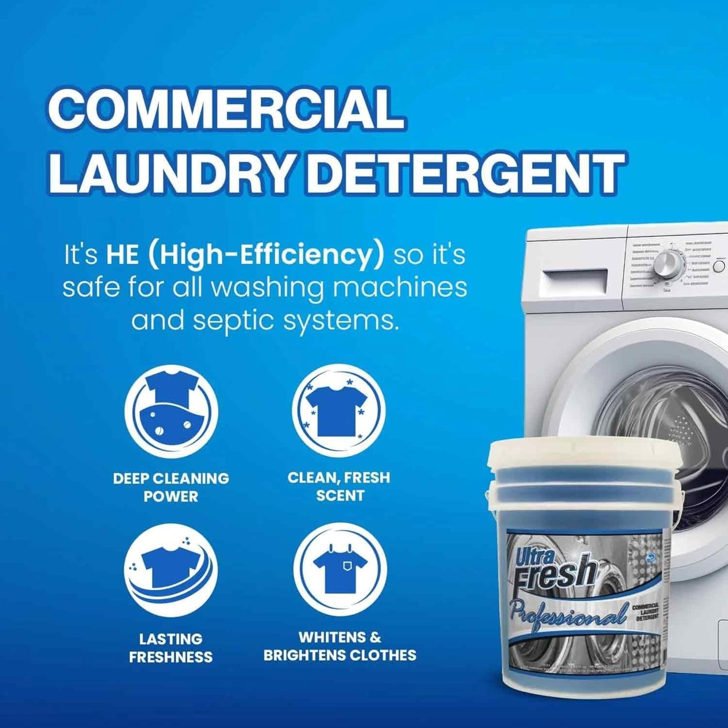 Ultra Fresh® Professional™ Commercial Laundry Detergent, 5 Gallons – Liquid with Easy Dispensing